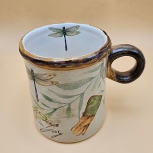 Cracker Barrel Old Country Store Mug Dragonfly Fern Botanical Quote Ceramic